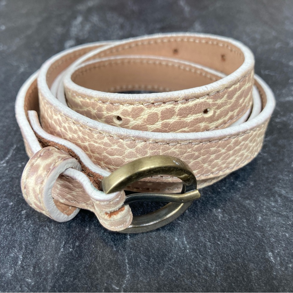 Garnet Hill Pebble Leather Belt in Biege and Cream size M
